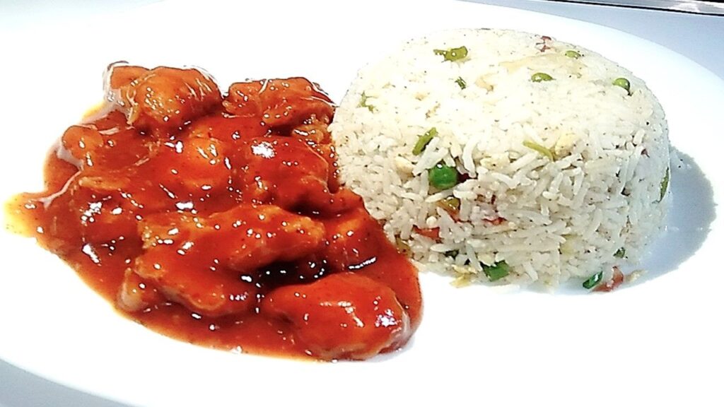 Herbed rice and munchurian