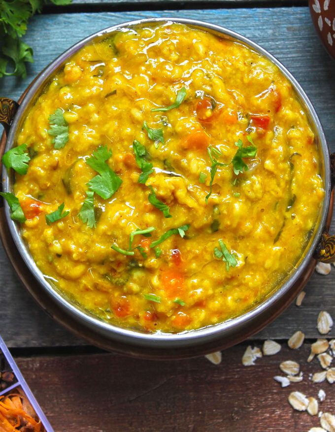 Lentil and steel-cut oats one pot dish